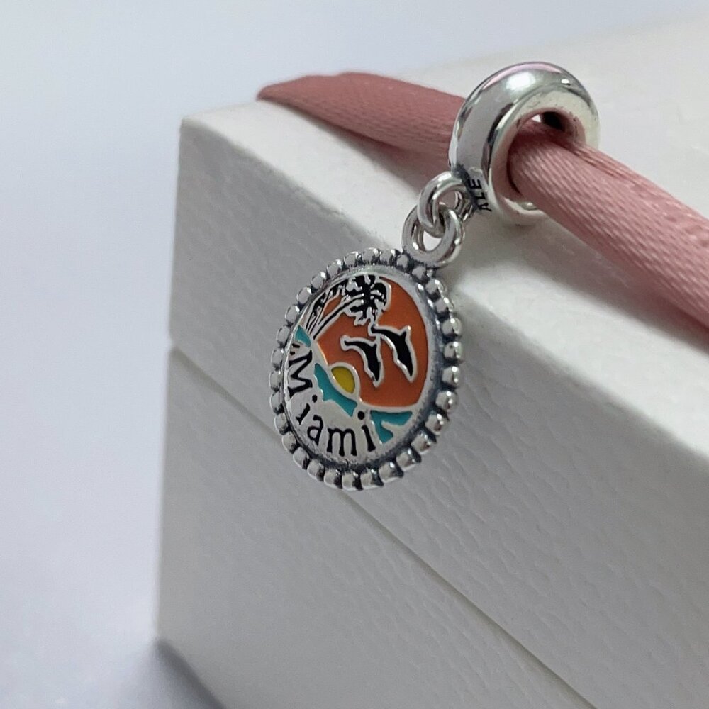 Pandora Miami Beach Dangle Charm Travel Pendant S925 Sterling silver Jewelry